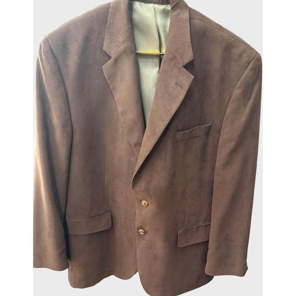 Chaps Ralph Lauren Brown Faux Suede Blazer 2 Button Sport Coat 44R